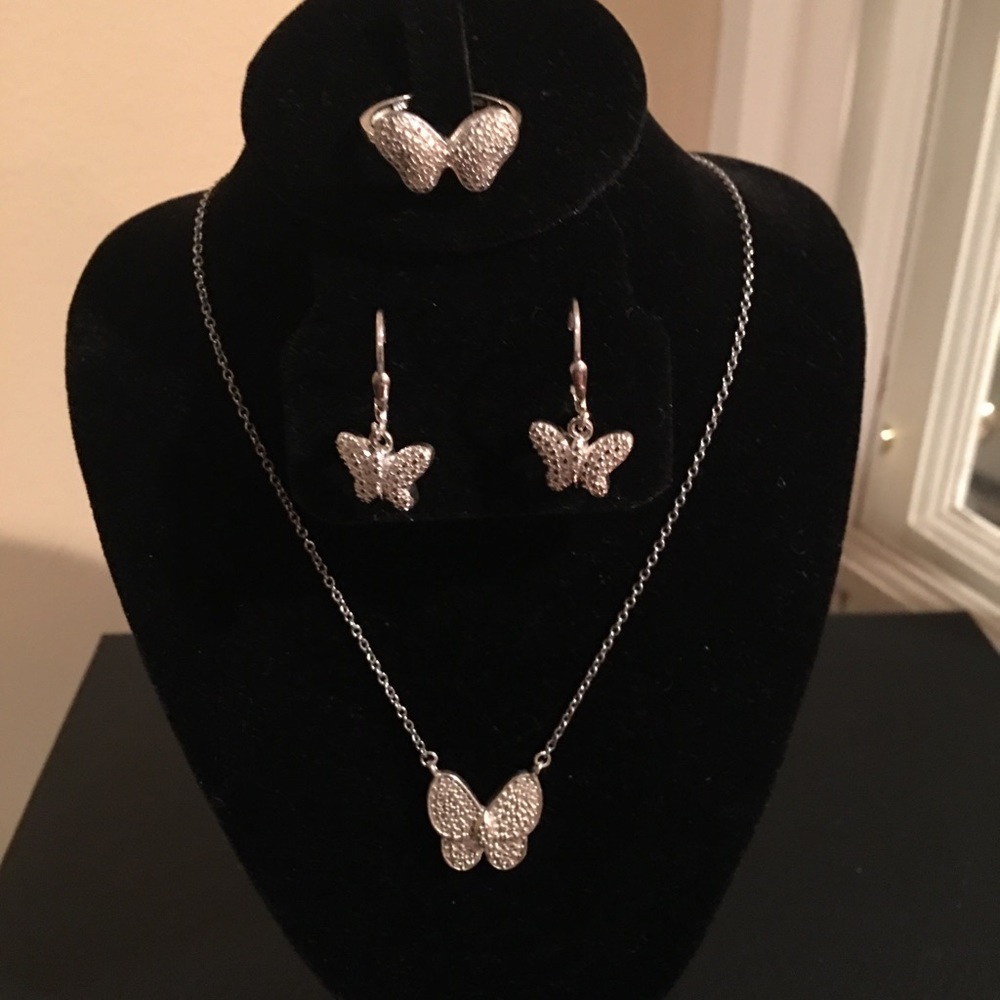 3pc Sterling Silver Petite Butterfly Set